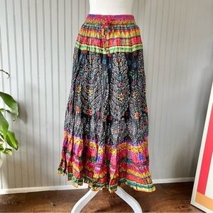 Travel Style Fiesta Broom Skirt Multi Print Multi Color Women’s Small